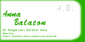 anna balaton business card